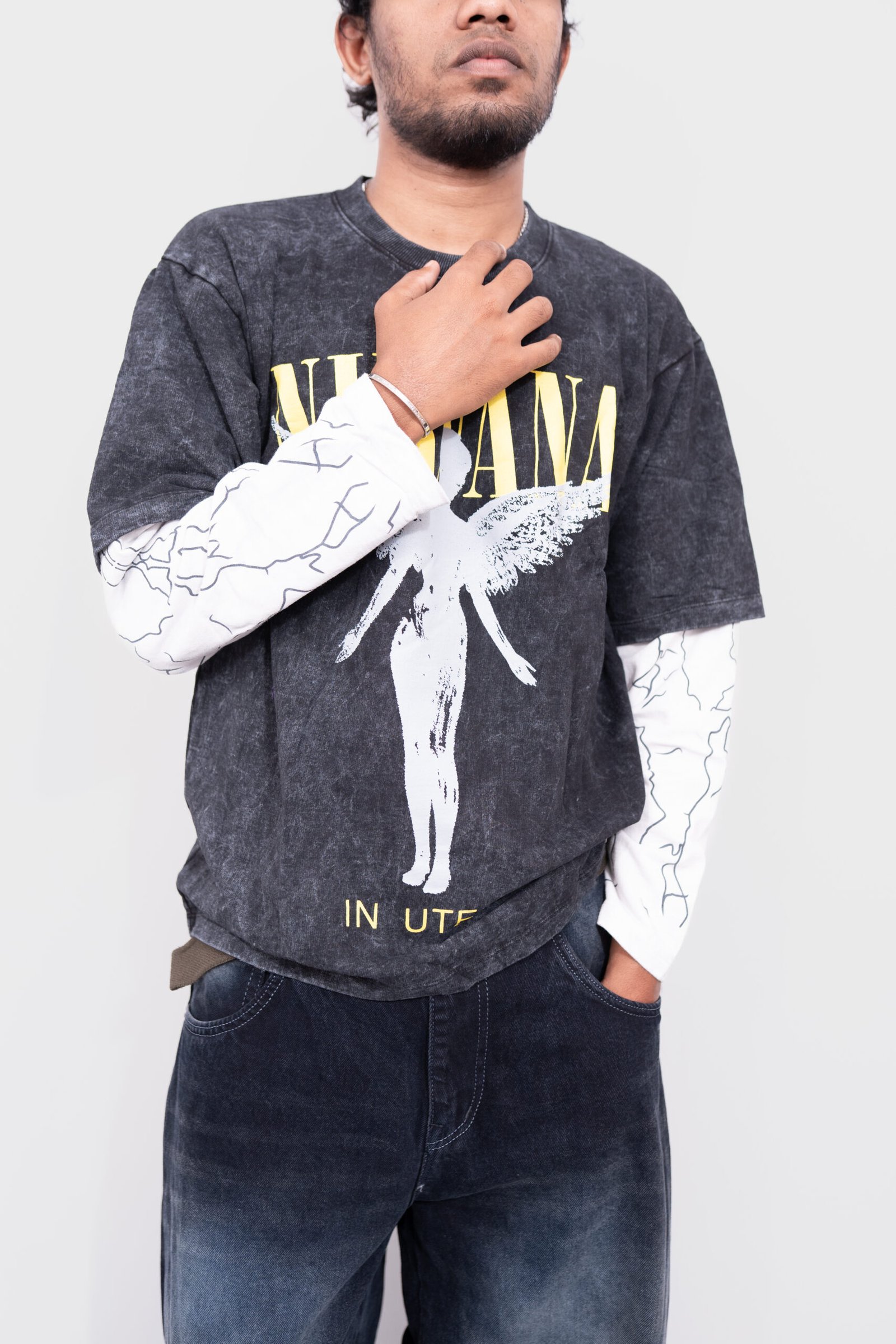 Nirvana “in utero” Double Sleeve Acide Wash Tee - Image 4